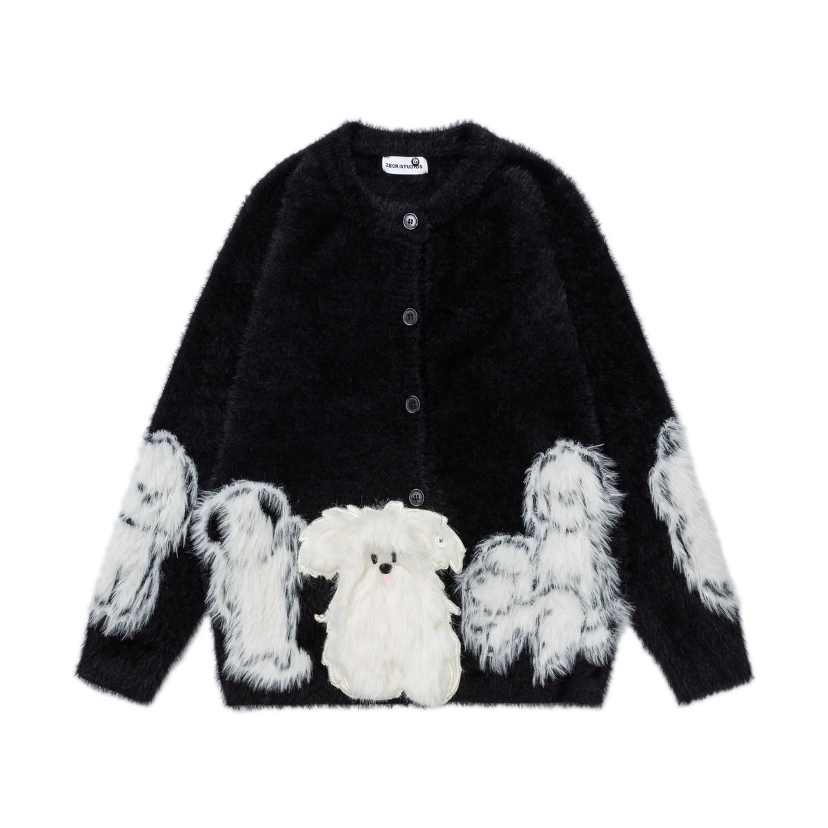 Unisex Y2K Cartoon Knit Cardigan – Oversized Retro Graphic Sweater, Harajuku Streetwear Loose-Fit Knitwear