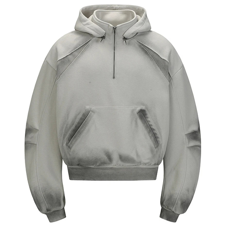 Men’s Vintage Patchwork Hoodie – Oversized Loose-Fit Harajuku Hip Hop Pullover, Retro Streetwear Sweatshirt