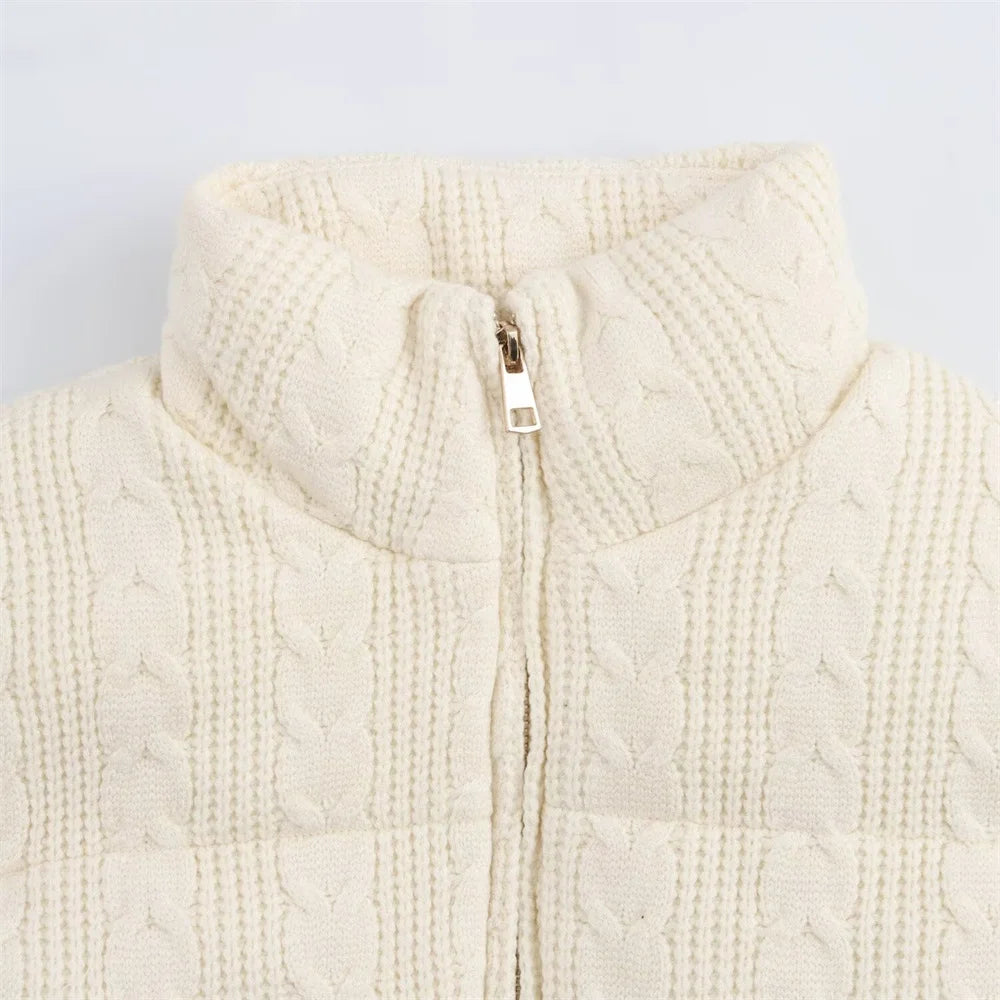 Y2K High-Quality Zipper Puffer Knitted Vest