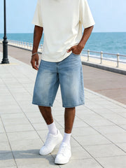 Men's Summer Loose Blue Denim Shorts – Casual Lightweight Jorts