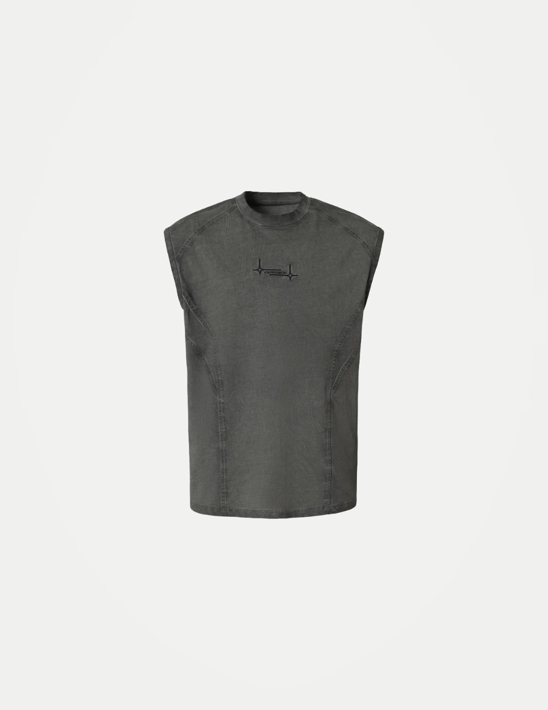 Men’s Washed Embroidered Tank Top – Distressed Sleeveless Crew Neck | Relaxed Summer Casual Streetwear