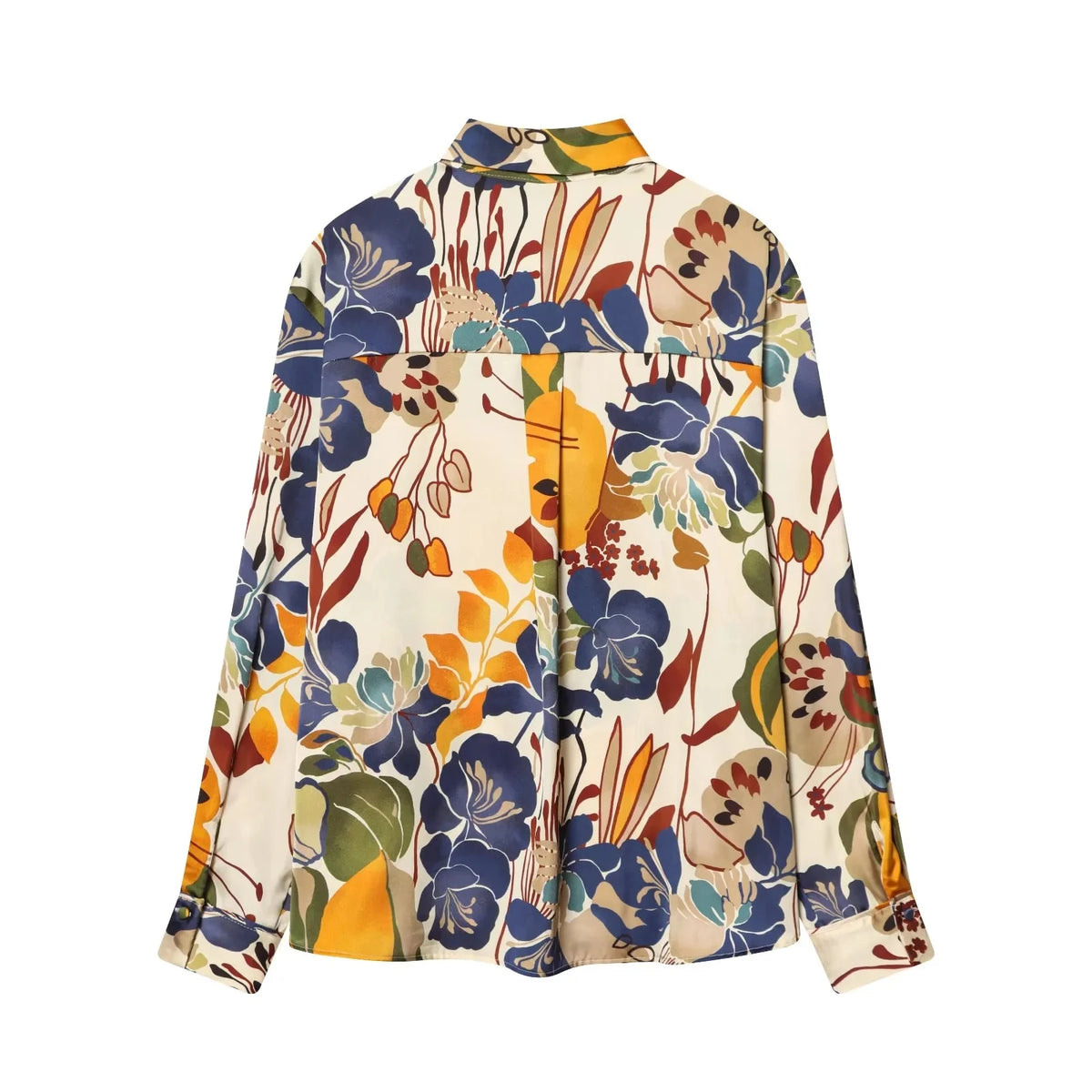 Women’s Printed Turn-Down Collar Blouse – Loose Fit Single-Breasted Shirt for Spring/Summer
