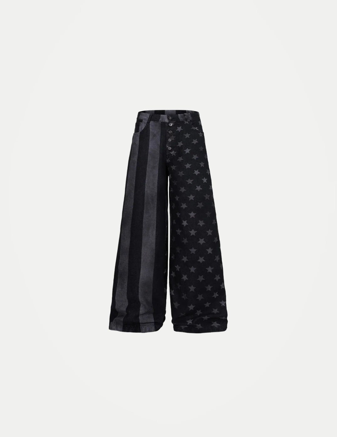 PFNW Men’s Retro Striped Wide-Leg Jeans – Loose Fit Printed Denim Pants | American High-Street Streetwear