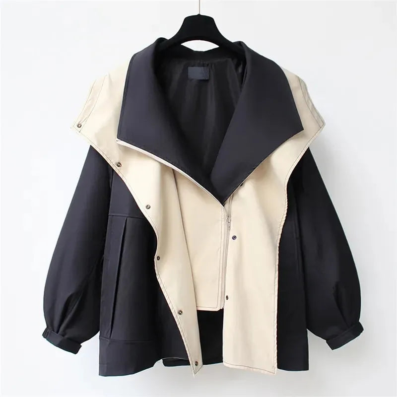 Women’s Korean-Style Windbreaker Jacket – Medium-Length Casual Tooling Coat, Spring & Autumn Fashion Outerwear