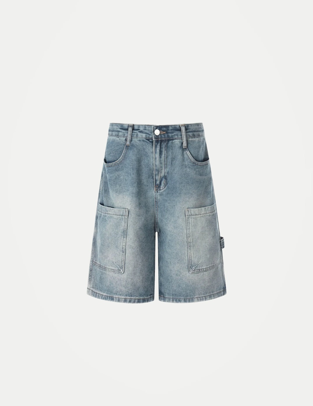 Men’s Retro Baggy Denim Shorts – Washed Distressed Knee-Length Carpenter Shorts | Loose Wide-Leg Casual Streetwear