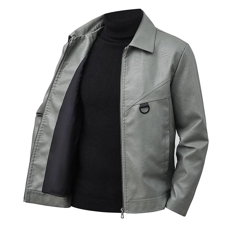 Men’s Slim-Fit Leather Jacket – Retro Lapel Coat | Stylish Spring & Autumn Casual Business Outerwear