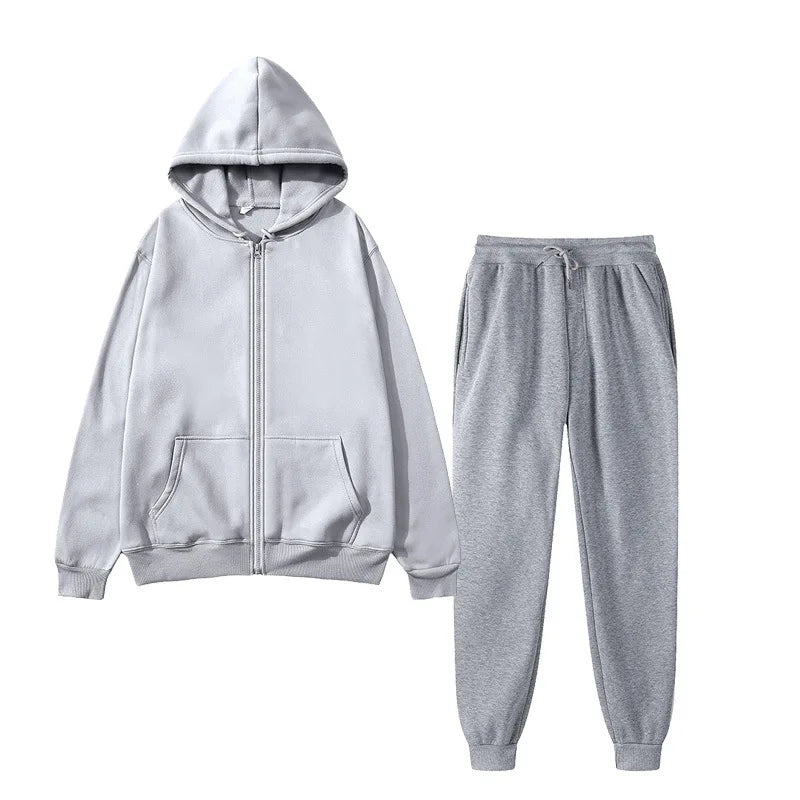 Unisex Winter Sportswear Set – Warm Hooded Zipper