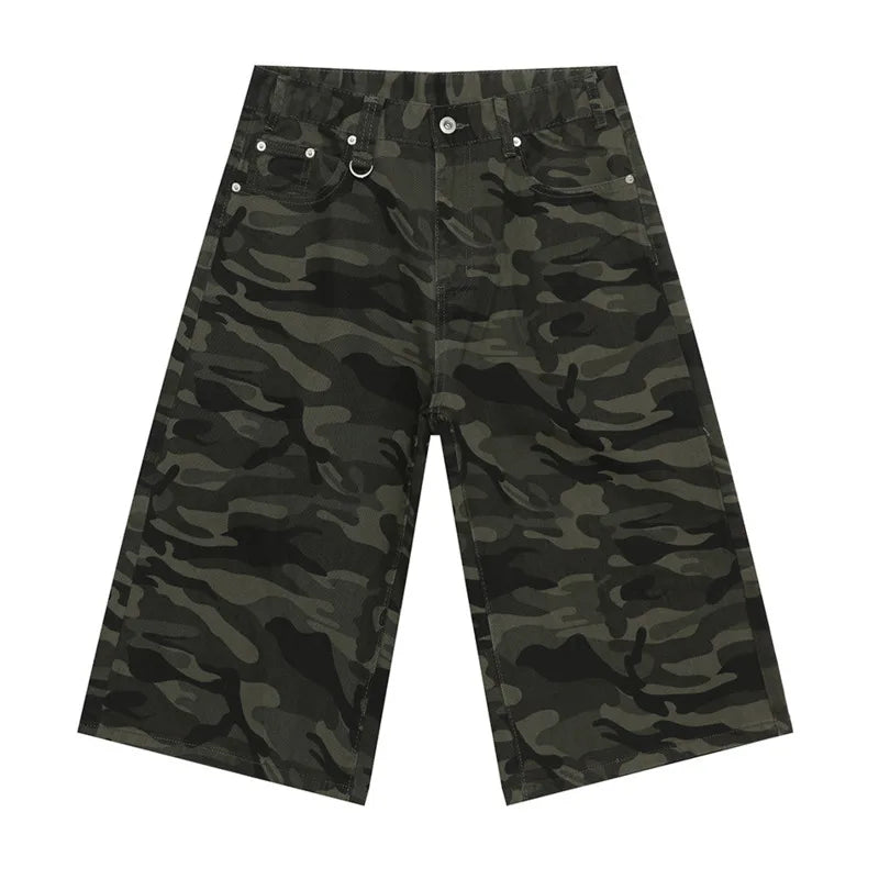 IEFB Men’s Vintage Wide-Leg Denim Shorts – Loose Fit Washed Knee-Length Jeans | Korean Summer Streetwear