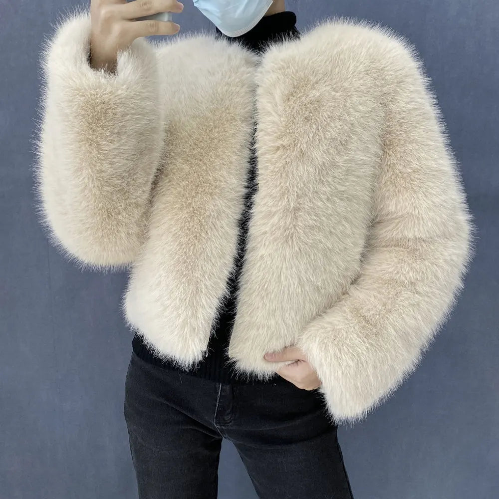 Women’s Luxury Faux Fur Jacket – Fluffy Short Winter Coat, Chic Street Fashion Outerwear
