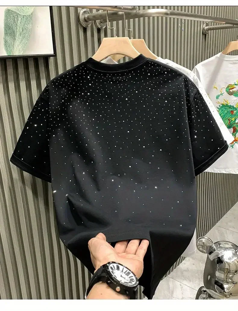 Men's Luxury Diamond Print T-Shirt – High-End Streetwear Fashion Tee