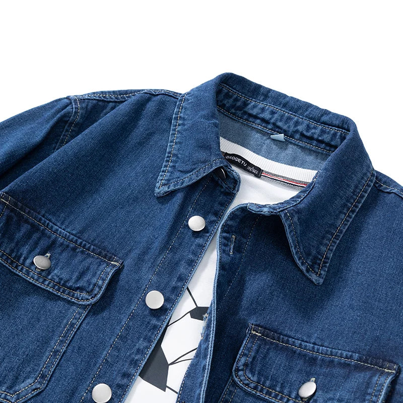 Men’s Loose Fit Denim Shirt – Solid Color Casual Overshirt | Versatile Everyday Wear