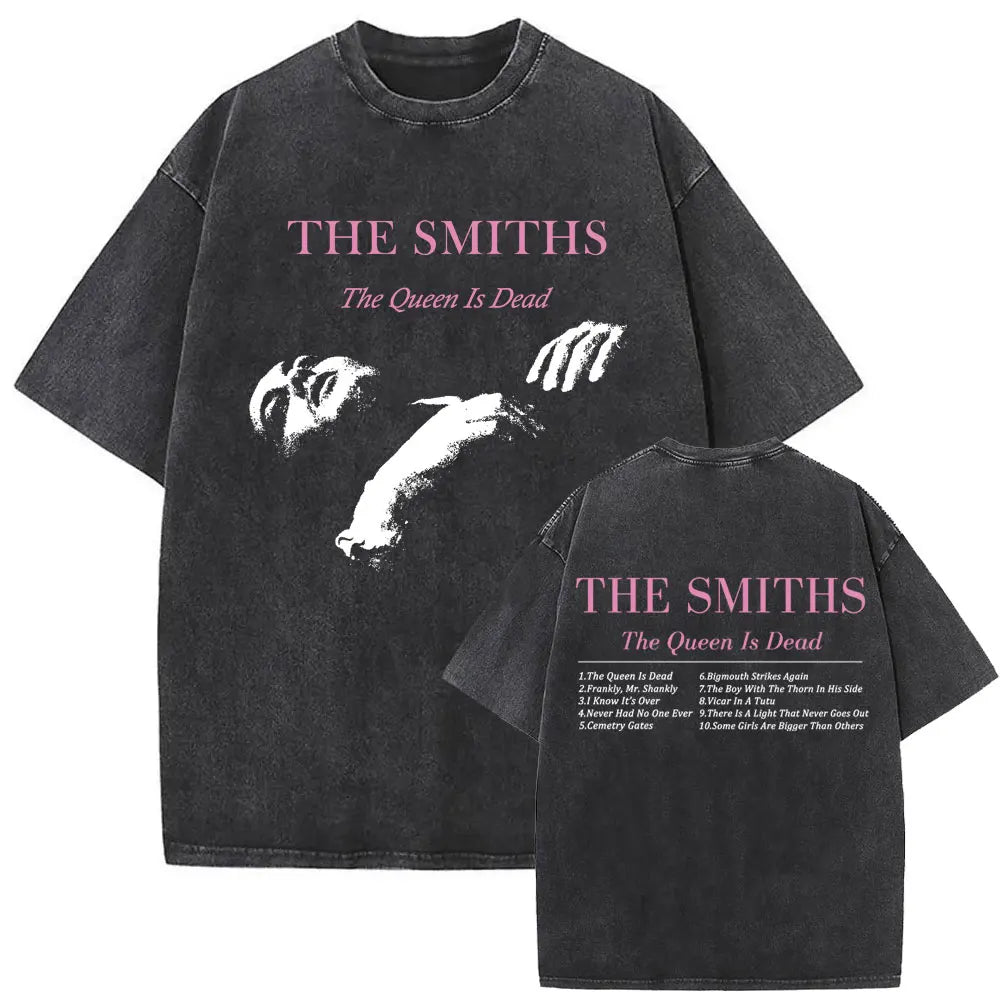 Unisex The Smiths Graphic T-Shirt – Funny Cat Retro Washed Tee | 1980s Indie Rock Vintage Streetwear