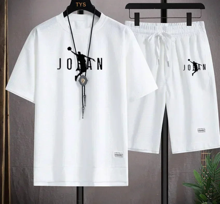 Men's Summer 2-Piece Suit – T-Shirt & Blazer Shorts Set