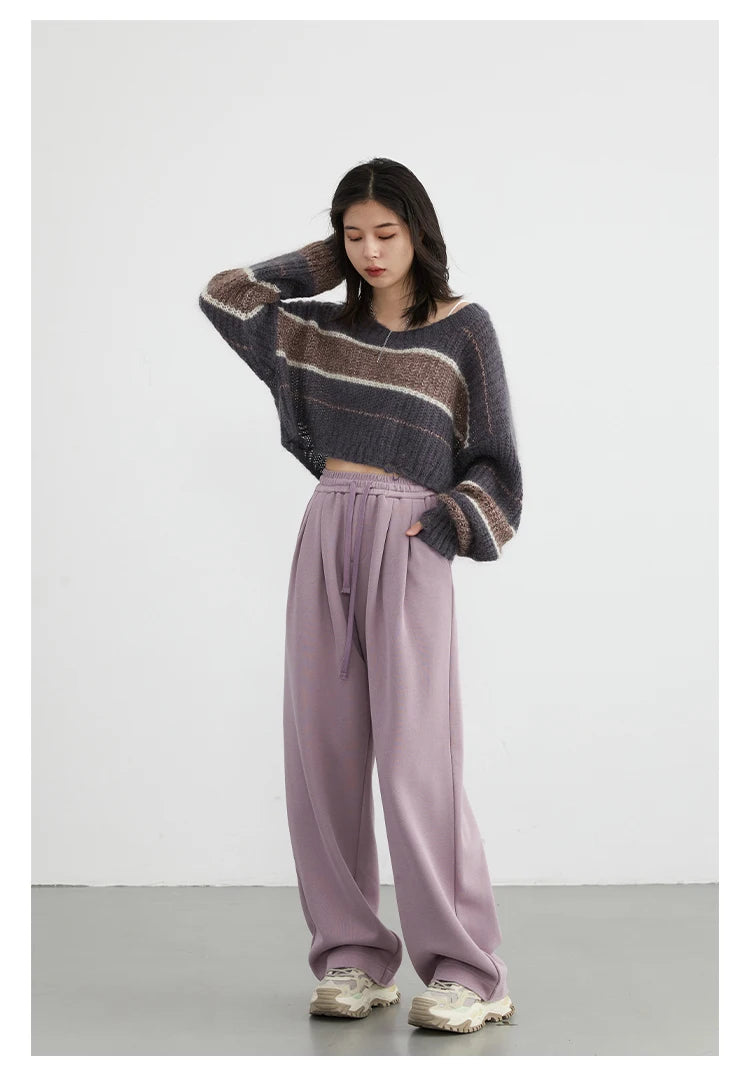 CHIC VEN Women’s High-Waist Pants – Loose Drawstring Casual Trousers