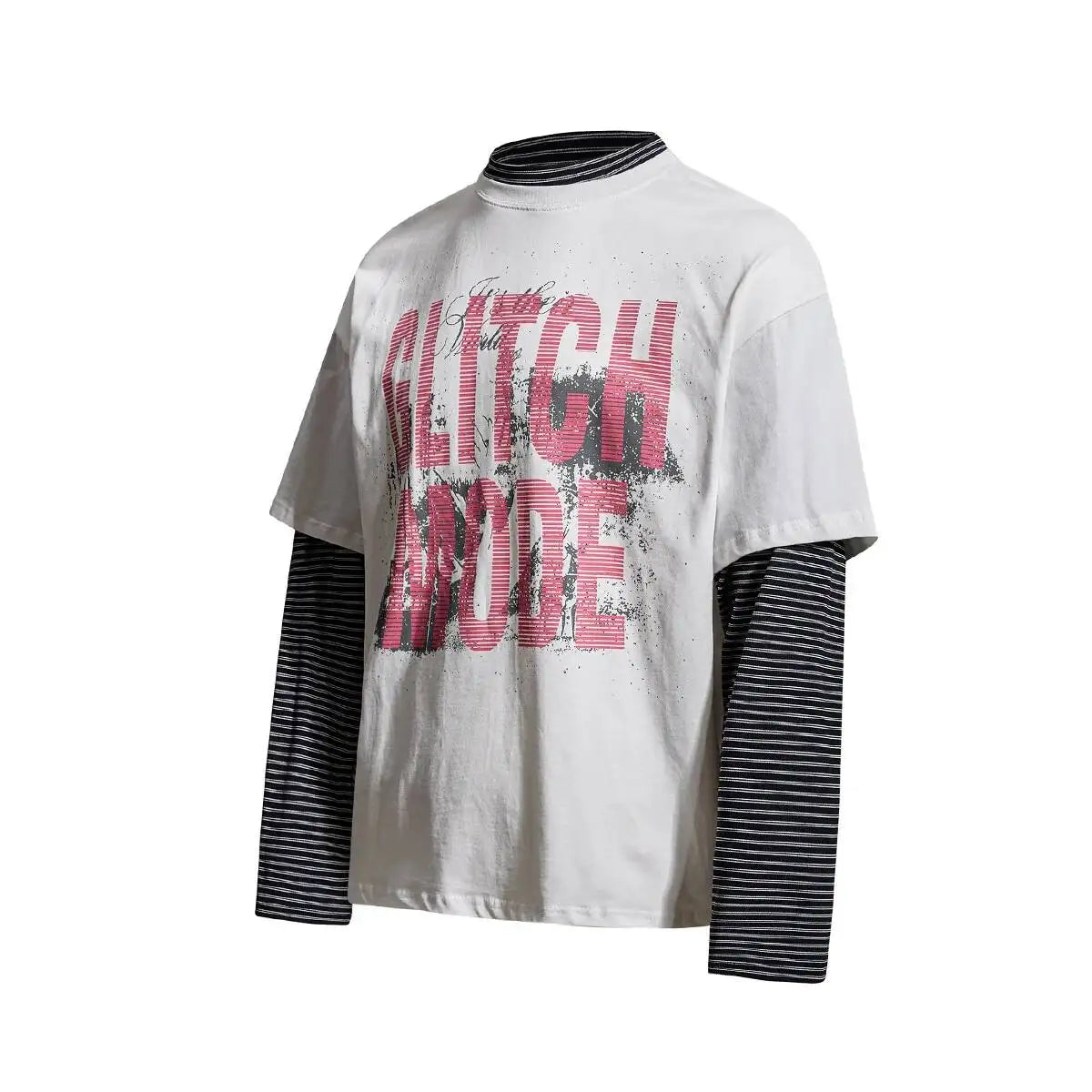 Men’s Retro Striped Long Sleeve T-Shirt – Round Neck Faux Layered Top | American Casual Streetwear