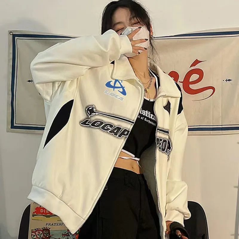 Women Y2K Oversized Sweatshirts Retro Korean Letter Print
