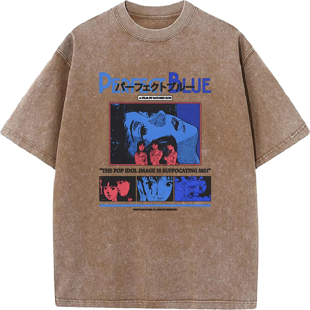 Unisex Vintage Manga Graphic T-Shirt – Oversized Washed Cotton Harajuku Streetwear Tee