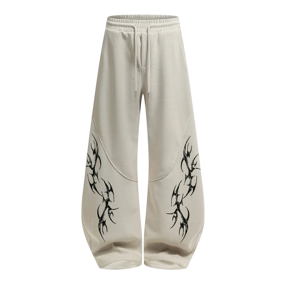 Unisex Deconstructed Print Sweatpants – Loose Wide-Leg Drawstring Trousers | American Hip-Hop Streetwear