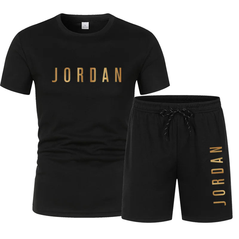 Summer Youth Men's Short sleeved T-shirt+Shorts Casual Sports Two Piece Set