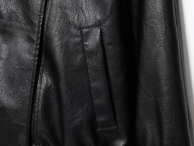 Women’s Oversized Faux Leather Bomber Jacket – Winter Fashion Coat