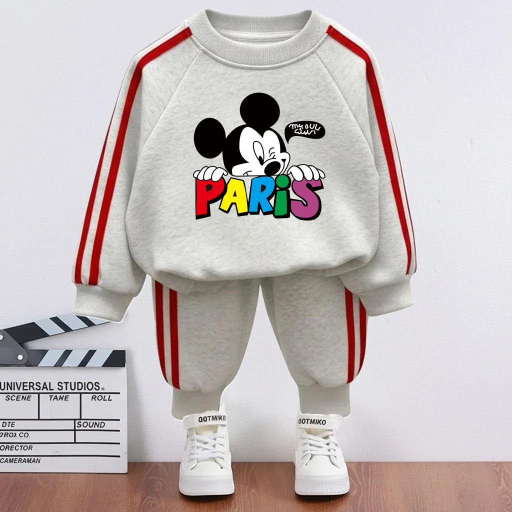 Boys’ 2-Piece Tracksuit Set – Stylish Side-Stripe Hoodie & Long Pants | Casual Spring Sports Outfit for Kids