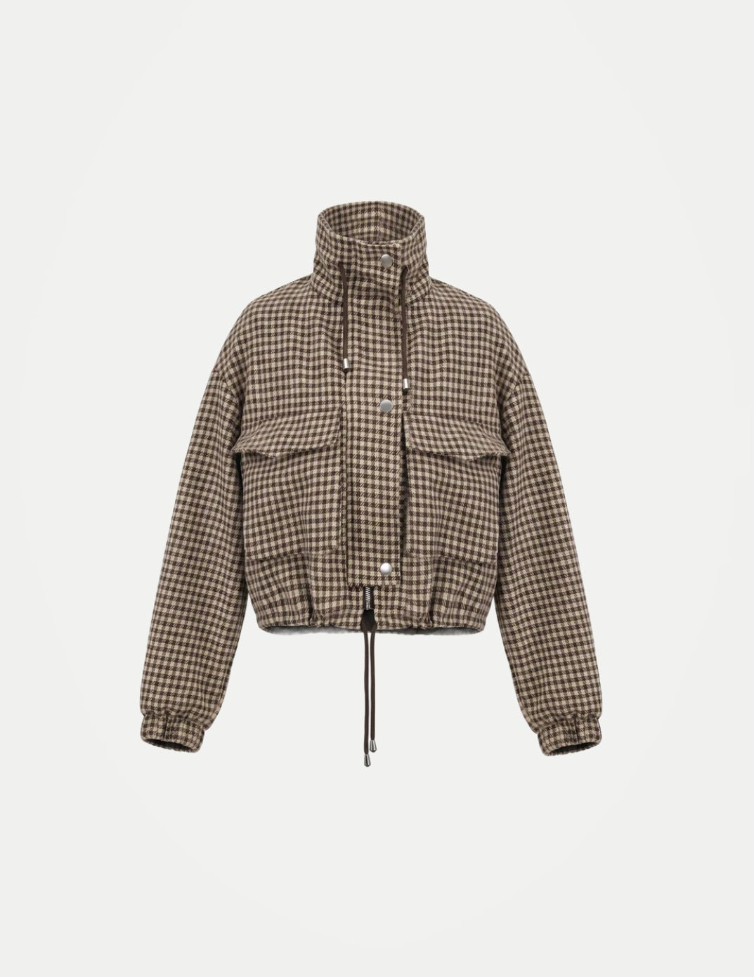 Women’s Houndstooth Cropped Jacket – Stylish Casual Streetwear Coat, Trendy Fall & Winter Outerwear