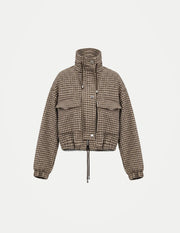Women’s Houndstooth Cropped Jacket – Stylish Casual Streetwear Coat, Trendy Fall & Winter Outerwear