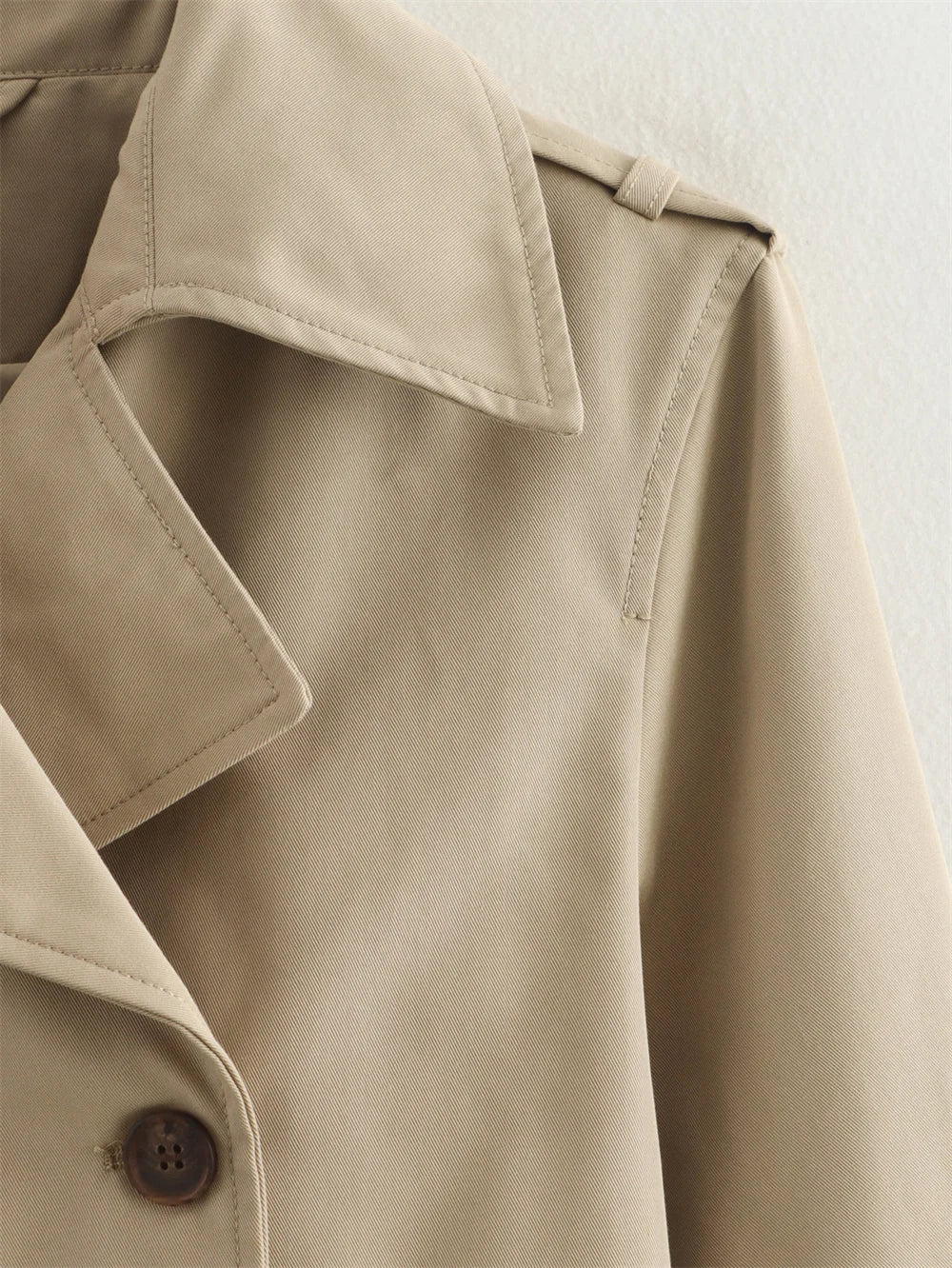 Women’s Vintage Cropped Trench Jacket – Double-Breasted Long Sleeve Streetwear Coat, Chic Spring & Autumn Outerwears