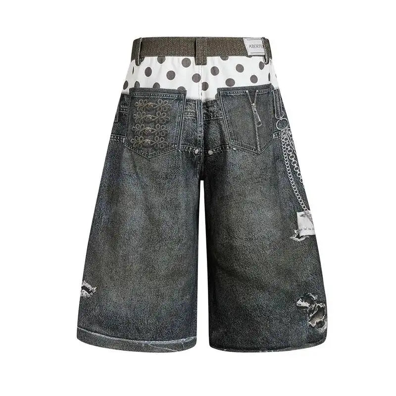 PFHQ Men’s Vintage Wide-Leg Denim Shorts – Loose Fit Cropped Jorts | Casual Streetwear