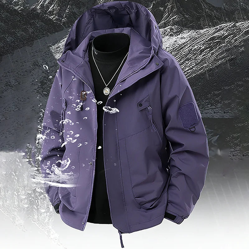 Men’s Outdoor Hooded Jacket – Waterproof Hiking & Camping Windbreaker