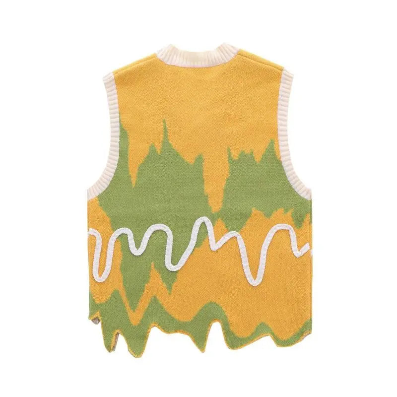 Wavy Color Block Knitted Sweater