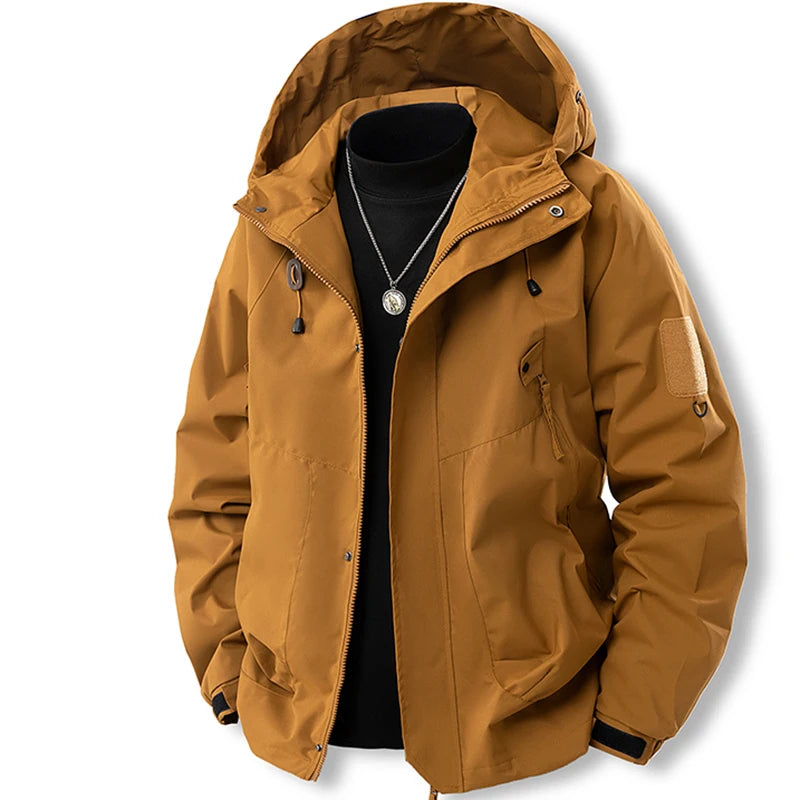 Men’s Outdoor Hooded Jacket – Waterproof Hiking & Camping Windbreaker