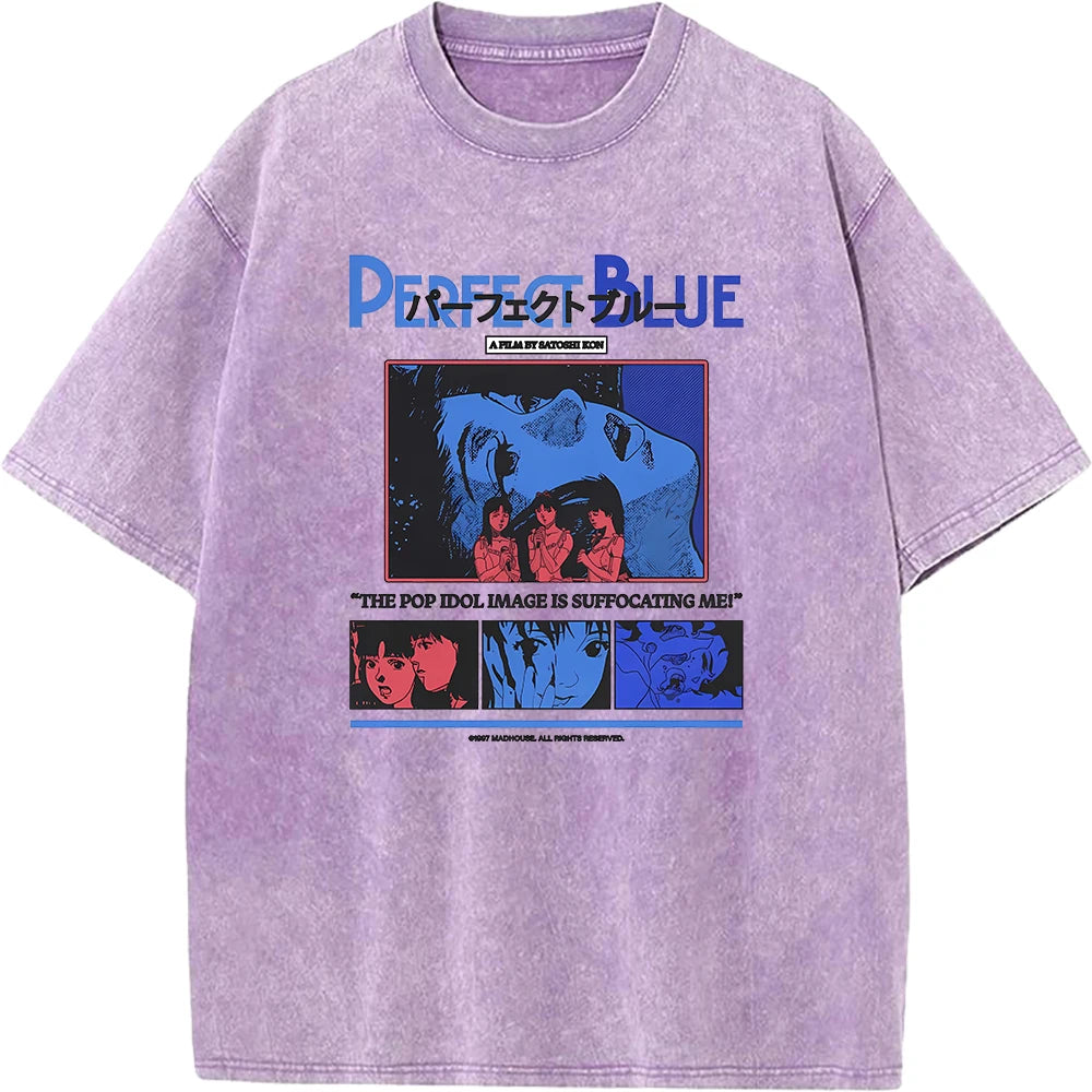 Unisex Vintage Manga Graphic T-Shirt – Oversized Washed Cotton Harajuku Streetwear Tee