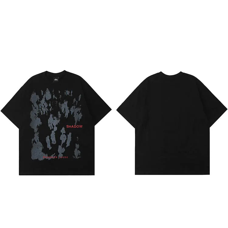 Men’s Hip Hop Graphic T-Shirt – Shadow Letter Print | Cotton Streetwear Tee