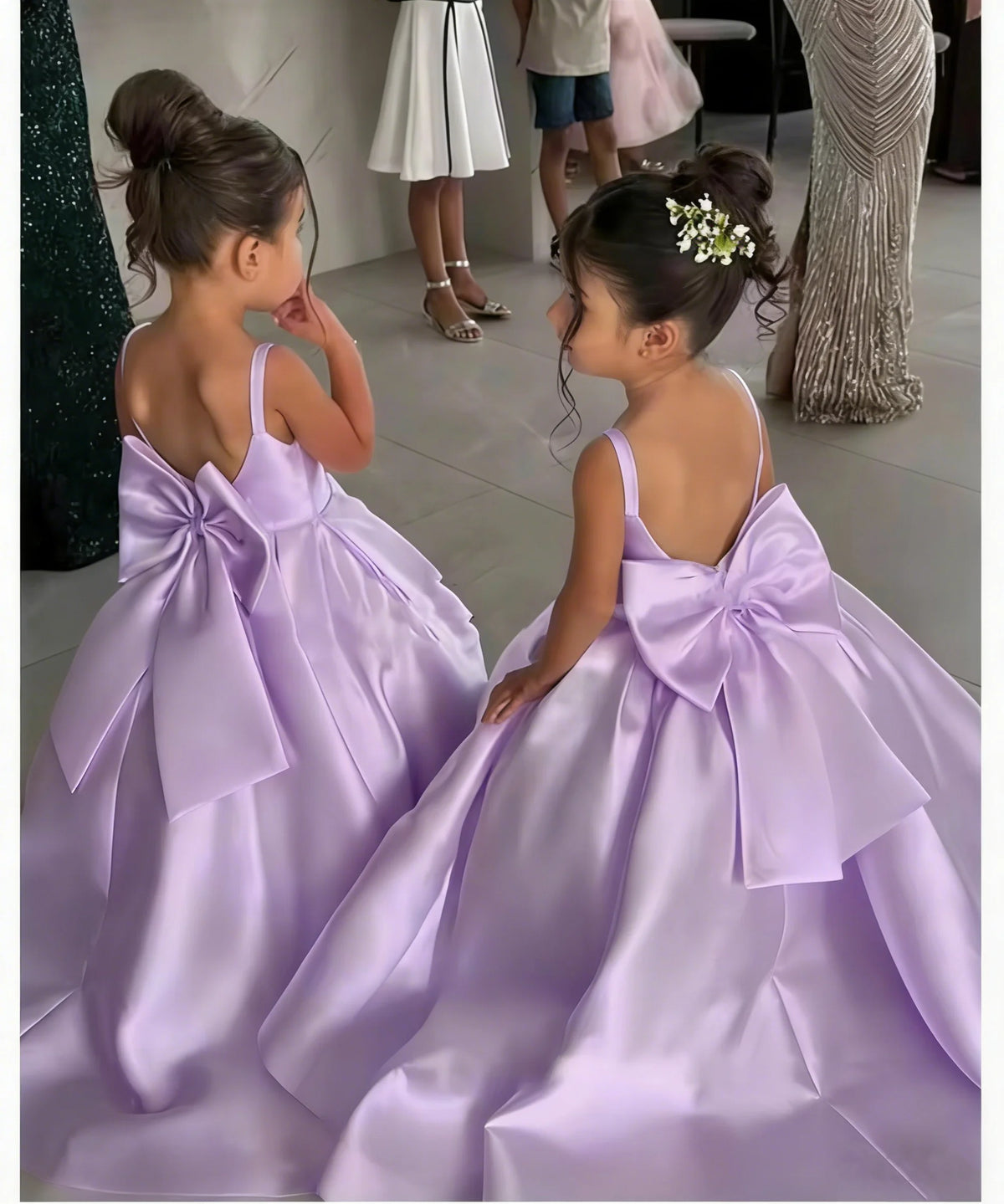 Girls’ Elegant White Bow Dress – Sleeveless Flower Girl Party Gown | Wedding, Communion & Special Occasions