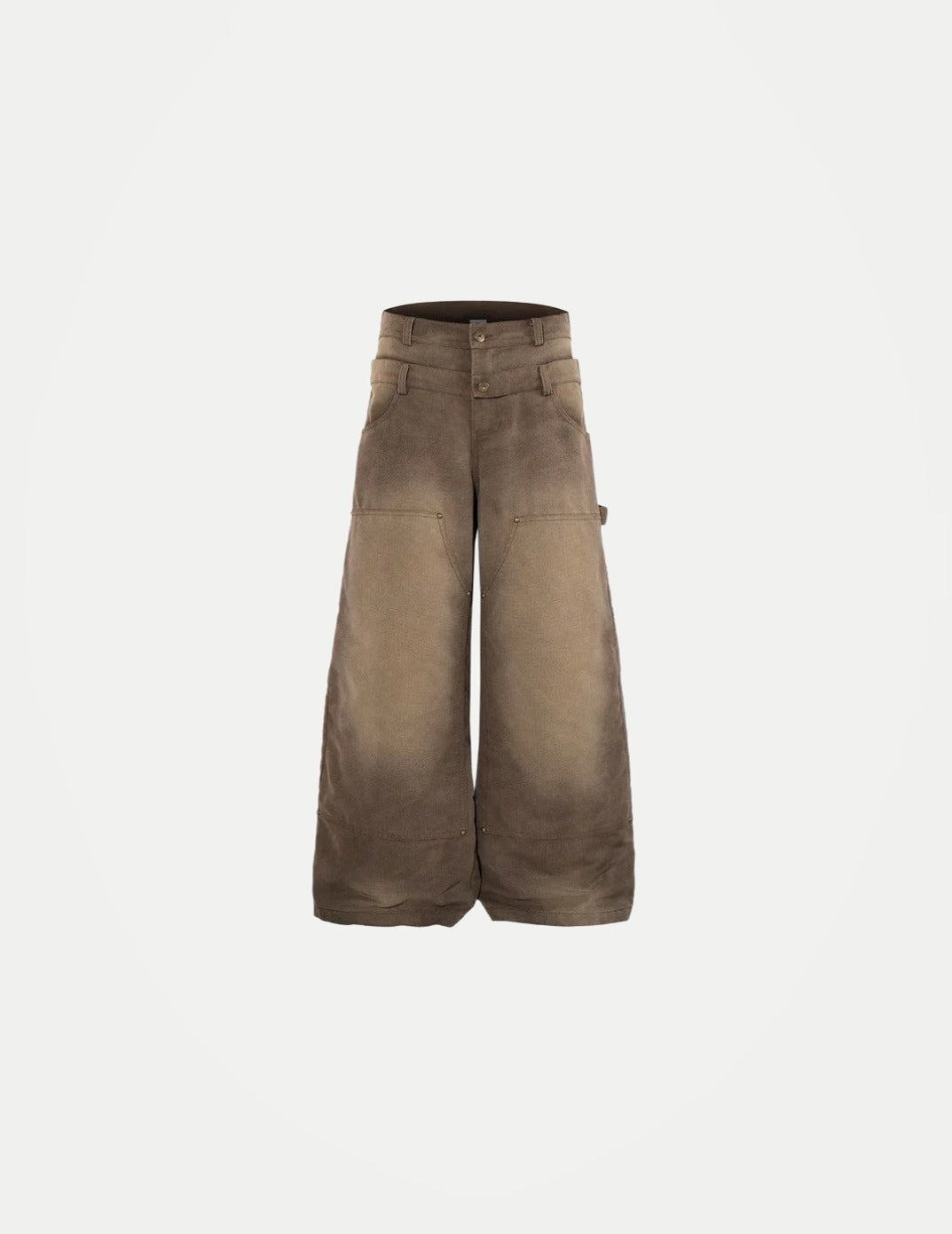 Men’s Double-Waist Cargo Jeans – Wide-Leg Baggy Washed Denim Pants | Y2K American Streetwear