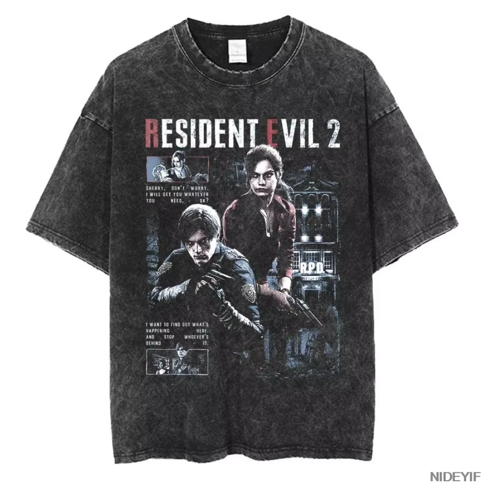 Unisex Leon Kennedy Graphic T-Shirt – Oversized Short-Sleeve Tee | Retro Biohazard-Inspired Fan Streetwear