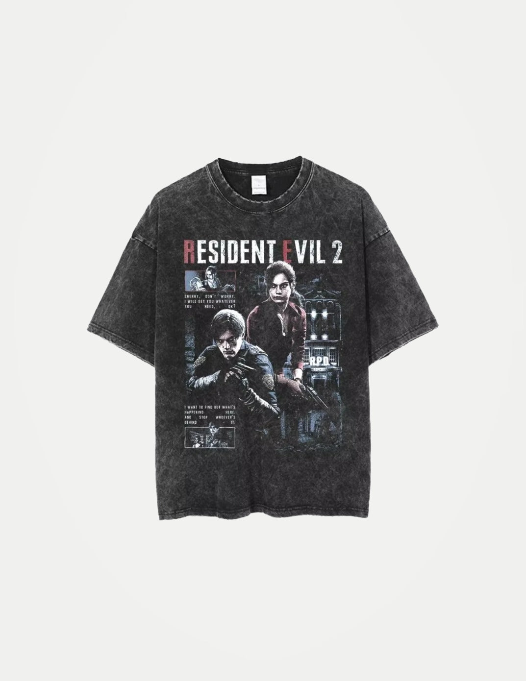 Unisex Leon Kennedy Graphic T-Shirt – Oversized Short-Sleeve Tee | Retro Biohazard-Inspired Fan Streetwear
