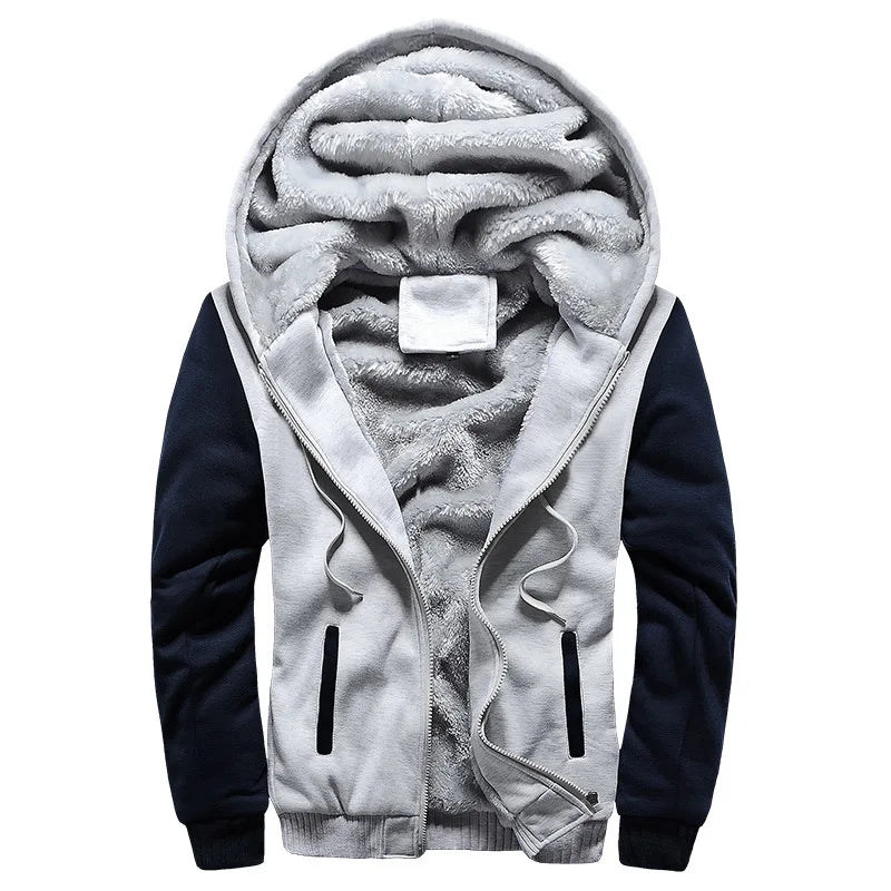 Men’s Winter Fleece Hoodie Jacket – Thick Warm Zipper Coat