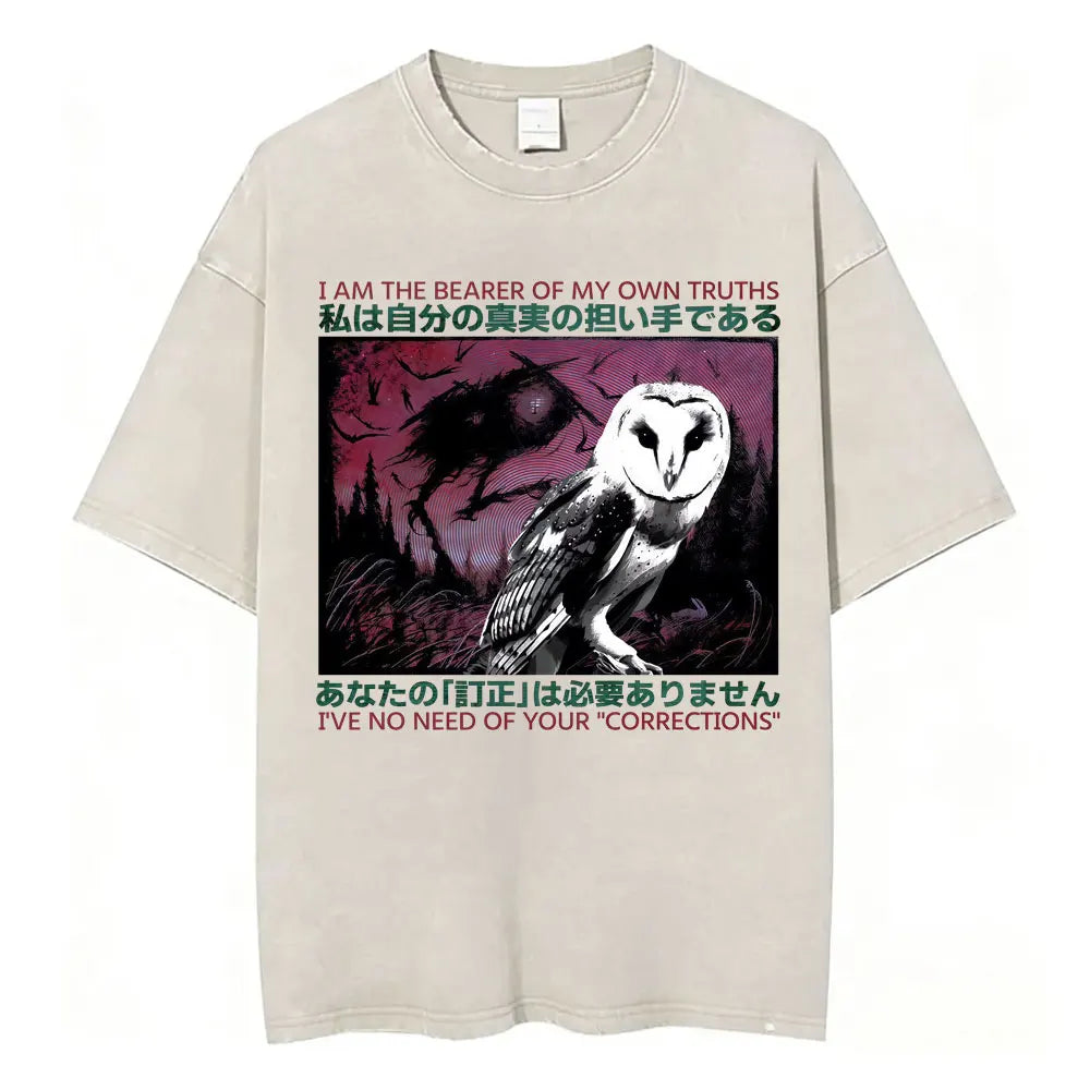 Unisex Funny Cat Graphic T-Shirt – Vintage Japanese-Style Washed Tee | Oversized Casual Streetwear