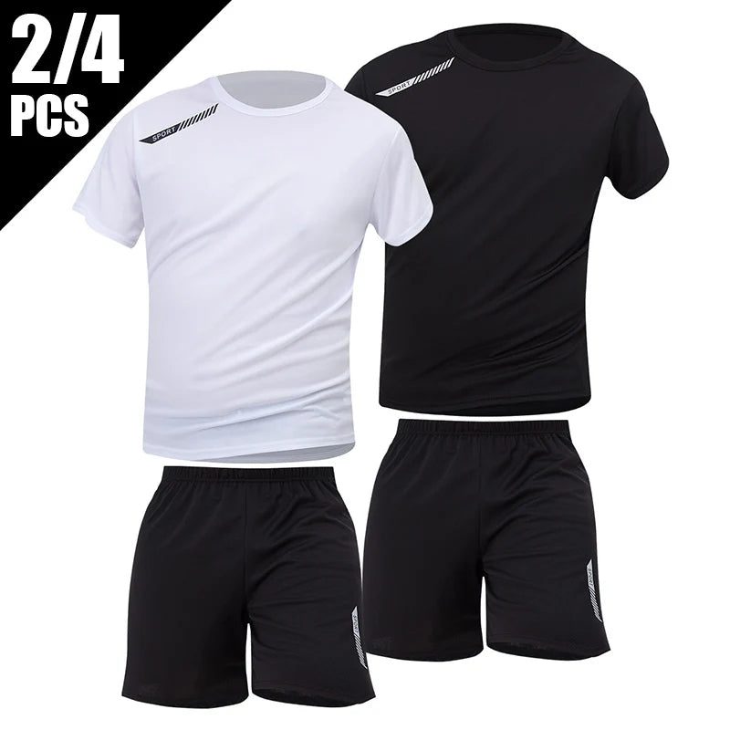 Men's 2-Piece Quick-Dry Sports Suit – Breathable T-Shirt & Shorts Set