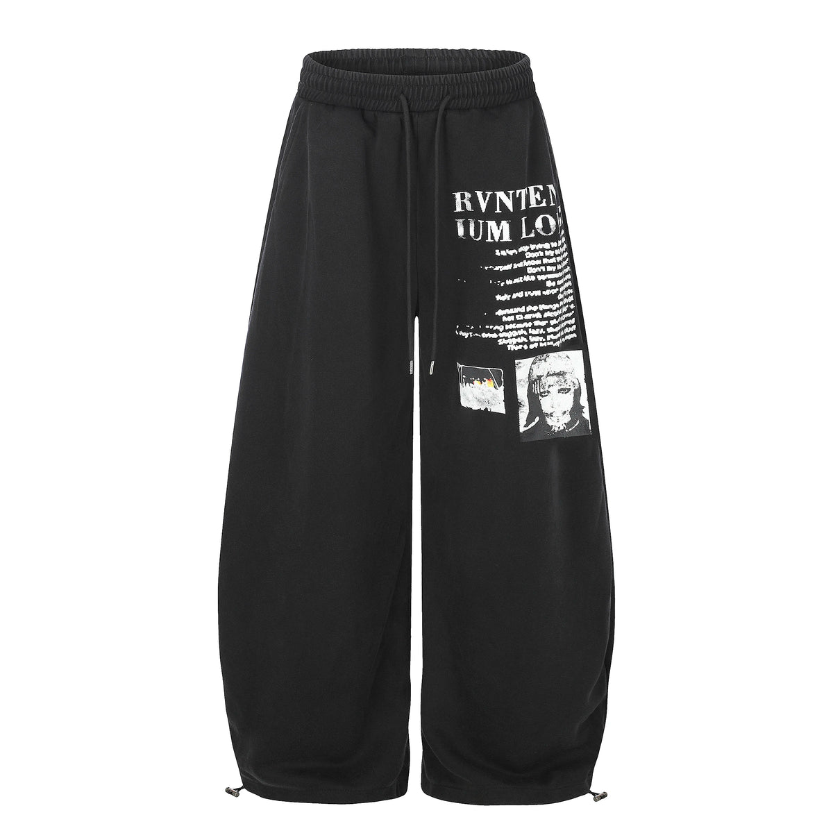 Unisex Retro Letter Print Wide-Leg Trousers – Loose Fit Casual Streetwear Pants