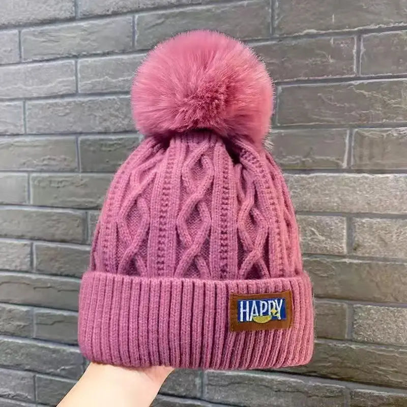 Women’s Winter Fleece-Lined Beanie – Thick Cable Knit Hat with Faux Fur Pom Pom, Warm Cold-Weather Cap