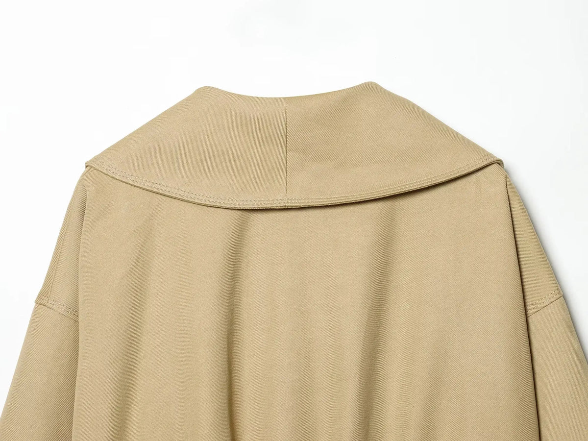Women’s Lapel Bomber Jacket – Spring/Autumn Solid Coat