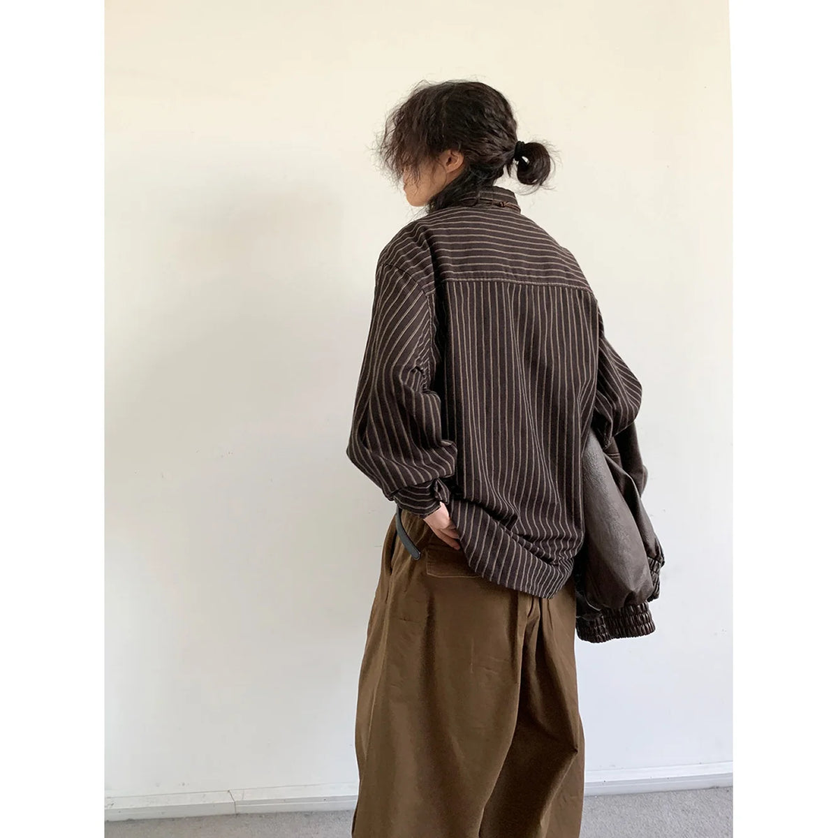 Unisex Vintage Striped Shirt – Loose-Fit Long-Sleeve Casual Top | Japanese-Inspired Spring & Autumn Streetwear
