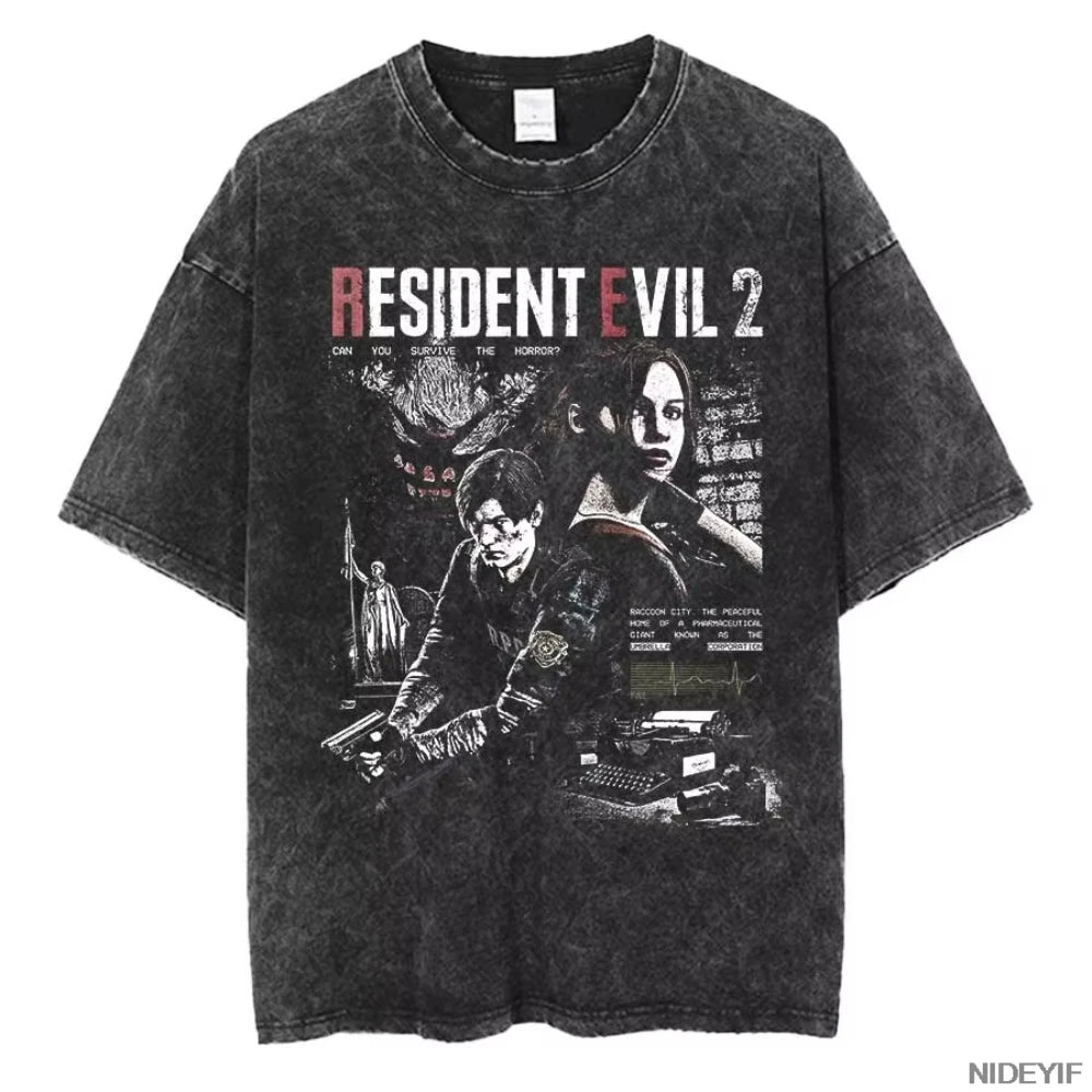 Unisex Leon Kennedy Graphic T-Shirt – Oversized Short-Sleeve Tee | Retro Biohazard-Inspired Fan Streetwear