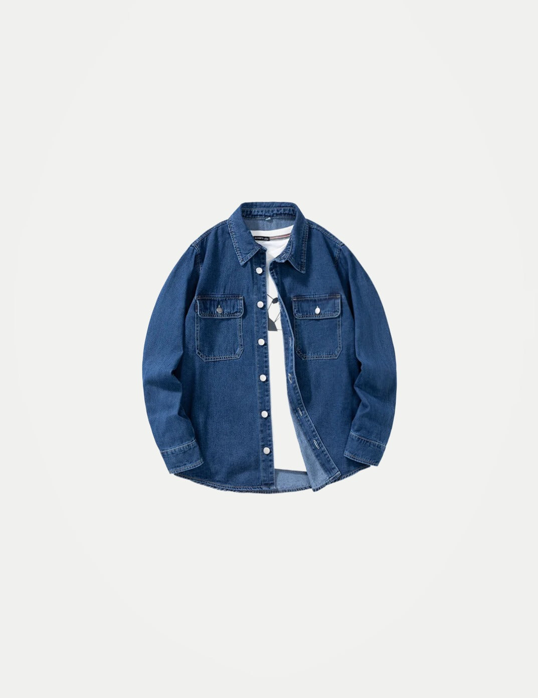 Men’s Loose Fit Denim Shirt – Solid Color Casual Overshirt | Versatile Everyday Wear