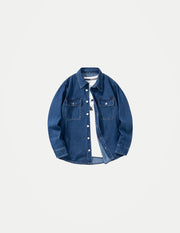 Men’s Loose Fit Denim Shirt – Solid Color Casual Overshirt | Versatile Everyday Wear