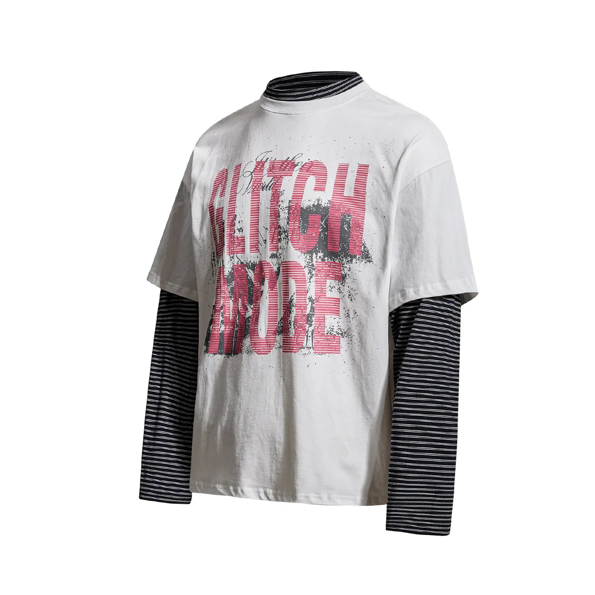 Unisex Vintage Layered T-Shirt – Loose Fit Fake Two-Piece Long Sleeve Streetwear Top