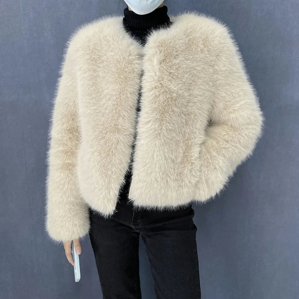 Women’s Luxury Faux Fur Jacket – Fluffy Short Winter Coat, Chic Street Fashion Outerwear